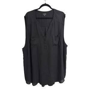 Torrid Blouse Womens 5X Black Harper Georgette Sleeveless V-Neck Button Front